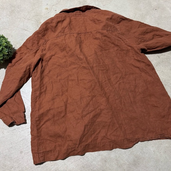 J Jill 100% Linen Jacket Size 2X Love Linen Burnt Orange Boho Fall Western - Picture 5 of 7